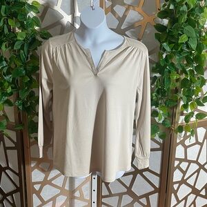 Chico's Knit Embellished Top, Light Taupe, XL